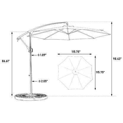 14.8 Ft Double Sided Outdoor Umbrella Rectangular Large with Crank(khaki)(No Base)