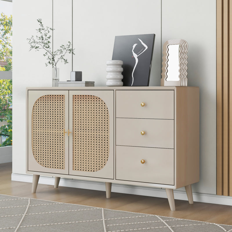 Esszimmer Wohnzimmer Sideboard Kommode Stehschrank Aufbewahrung Sideboard TV-Tisch mit Türen und Schubladen Sideboard mit großem Stauraum Offwhite Creme Breite 120 cm