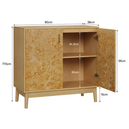 Buffetschrank im Landhausstil mit Massivholzbeinen & verstellbaren Regalen – Deko Schrank für Wohnzimmer, Flur & Eingangsbereich