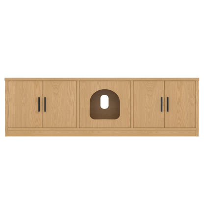 Versteckter Katzenschrank - Integrierter Kratzbaum und Belüftung, Tiermöbel für Flur und Eingangsbereich, 140 x 40 x 45,5 cm