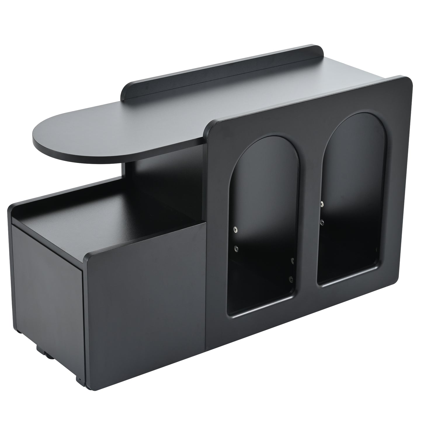 Beistellschrank mit Rollen, vielseitiger Aufbewahrungswagen für Wohnzimmer, Esszimmer und Schlafzimmer, Schwarz