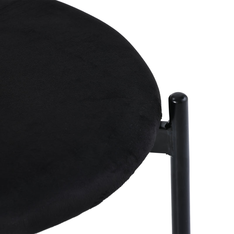 Samt-Esszimmerstuhl,2er set, Rattan-Freizeitstuhl, Schwarz