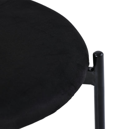 Samt-Esszimmerstuhl,2er set, Rattan-Freizeitstuhl, Schwarz