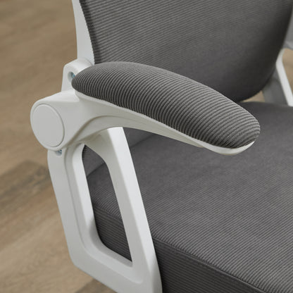Ergonomischer Netz-Bürostuhl mit verstellbarer Lendenstütze und Kopfstütze – Hochlehner-Exekutive Schreibtischstuhl für Zuhause/Büro. Grau