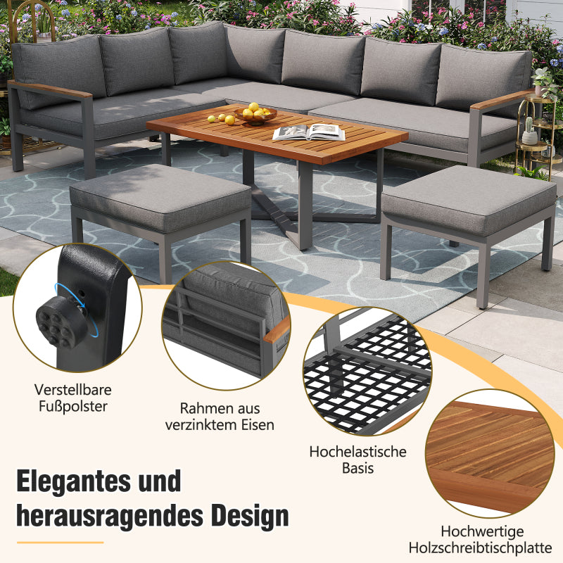 Gartenlounge-Set für 7-8 Personen, Gartenmöbel, Gartenmöbel Set für Garten, Balkon, Terrasse, wetterfest Sitzgruppe Essgruppe, Moderne Gartengarnitur,Gartenmöbelset mit Gestell aus verzinktem Eisen