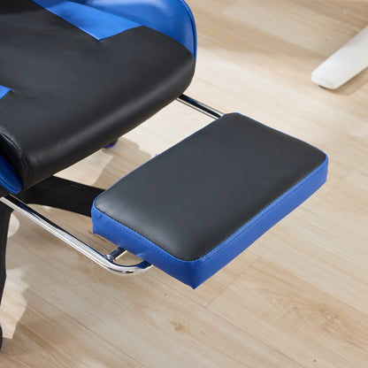 Gaming Stuhl Racing Design, 155° Liegefunktion, Fußstütze, Lendenmassage, Schwarz-Blue