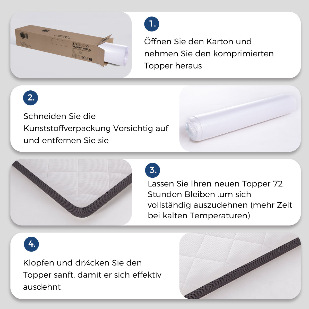 Schaummatratze 120x200 cm, Wendbar H3/H4, 20 cm hoch, Öko-TEX zertifiziert