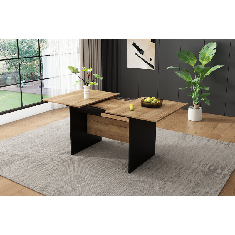 Erweiterbarer Esstisch 140/180*80cm, Holzmaserung Rechteckiger Esstisch