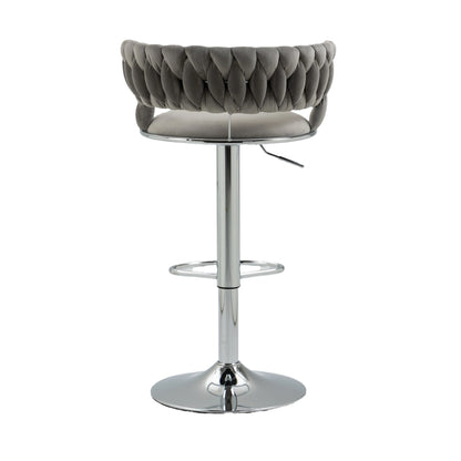 COOLMORE 360 Grad drehbare Barhocker 2 Stück Set höhenverstellbare Stühle mit Fußstütze für Küche, Esszimmer, Insel, Bar, Weinkeller, Büro, Wohnzimmer, Wohnzimmer, Silber, Modern Style, High-End Style