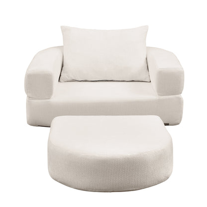 Modulares Sofa-Set Frottee (Terry Cloth), Sektionssofa Minimalistisch, Wohnzimmer Couchgarnitur, Umkehrbar, Beige