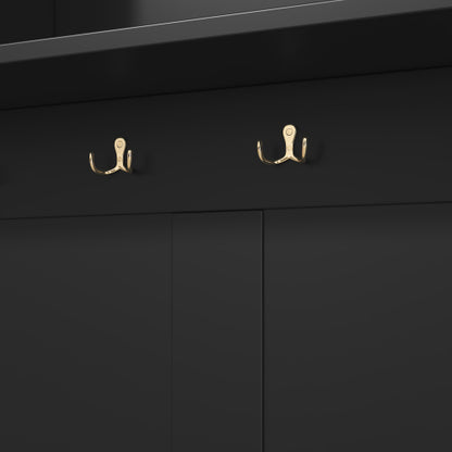 Garderobenständer mit  Schuhbank, Garderobe,  6 Dreifach-Haken,freistehend, platzsparend, für Eingangsbereich,Flur, Schwarz