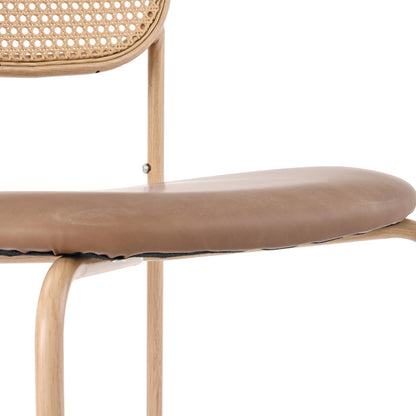 4er set Esszimmerstuhl, moderner, einfacher Freizeitstuhl mit vier Stützbeinen aus Metall, Rattan-Freizeitstuhl, Wohnzimmer- und Schlafzimmerstuhl, Braun