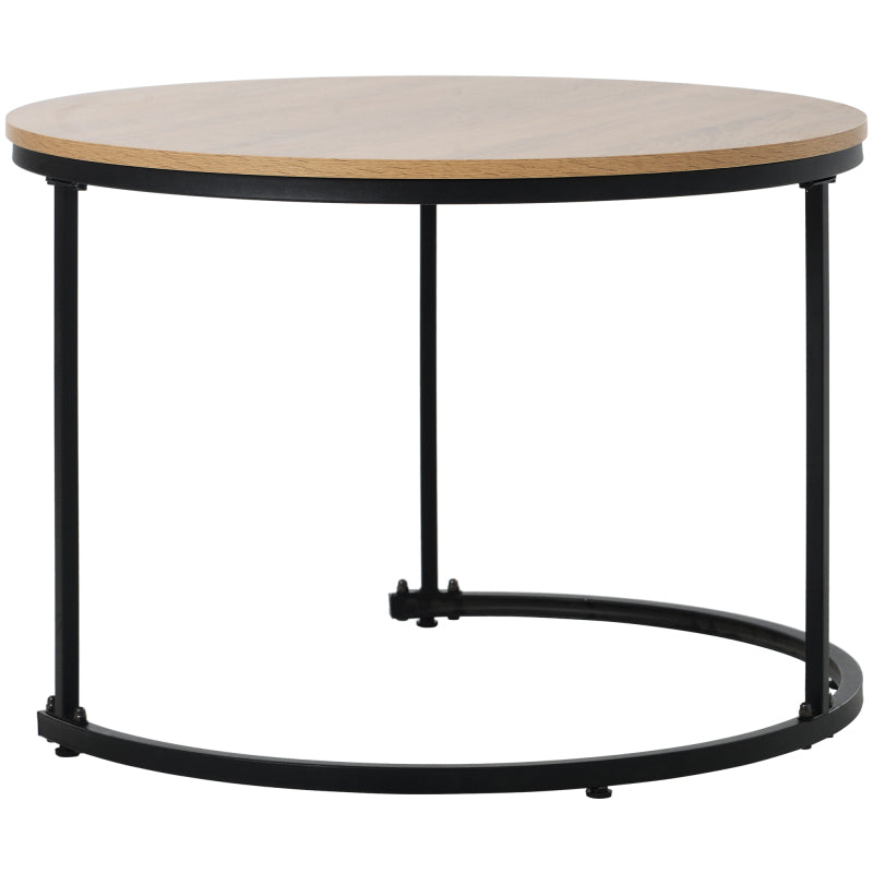 Runder Couchtisch 2er Set Satz Couchtisch Wohnzimmer Runder geschachtelter Beistelltisch 2 Runder Beistelltisch(Eiche)