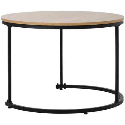 Runder Couchtisch 2er Set Satz Couchtisch Wohnzimmer Runder geschachtelter Beistelltisch 2 Runder Beistelltisch(Eiche)
