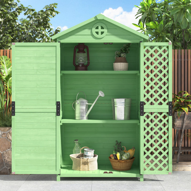 Outdoor Holz Gartenmöbel Aufbewahrungsschuppen, Werkzeughaus für Garten, Terrasse, verblassungsfrei, wetterfest, wartungsfrei, umweltfreundlich, sicher und geschützt, grün