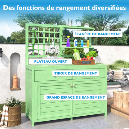 Holz Gartenschrank,Gartenschrank mit Regalen  Outdoor Schrank, Gartenschrank Geräteschuppen Terrassenschrank, Balkonschrank, Gerätehaus, Garten Möbel, Grün