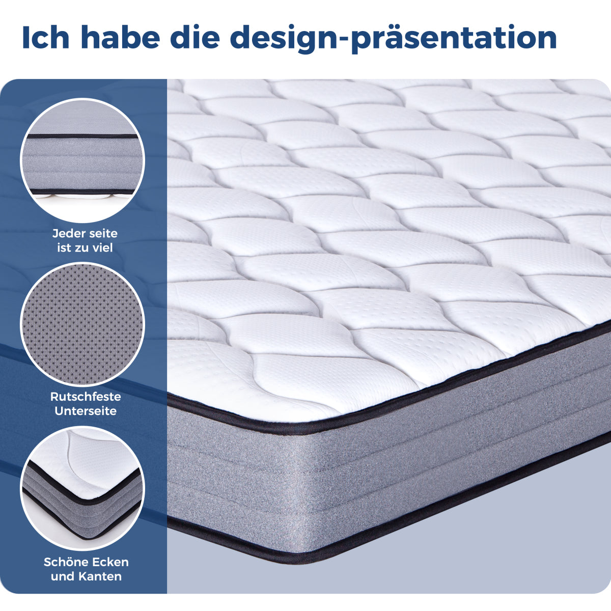 Taschenfederkern Matratze 120x200cm, H3, 7 Zonen, Lyocell Bezug, Boxspring Gefühl