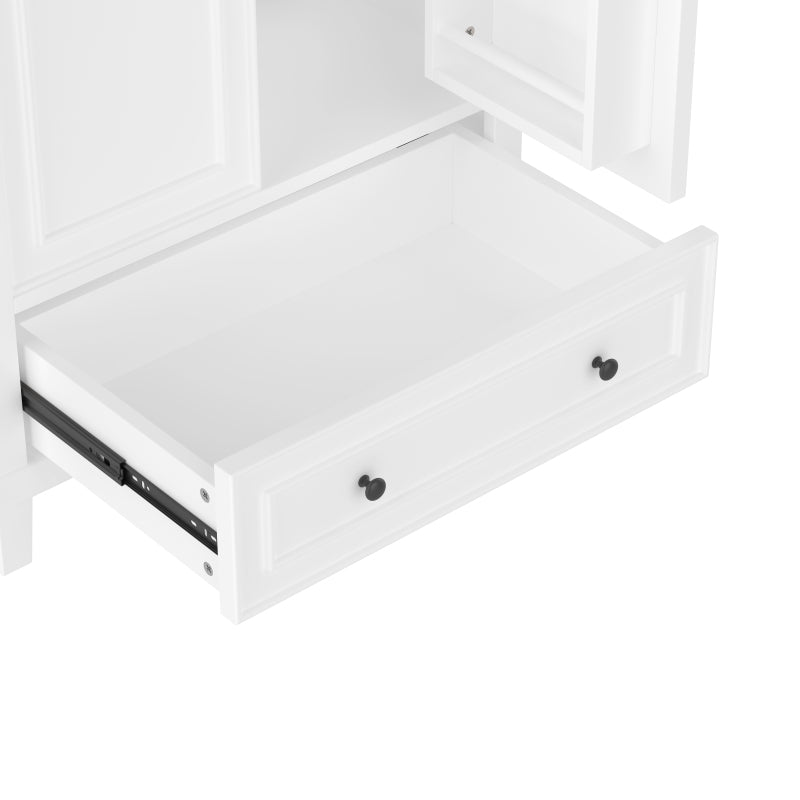 Bodenstehender Badezimmerschrank mit Waschbecken, Waschtisch, feuchtigkeits- und wasserdicht, integriertes Keramik Waschbecken, weiß