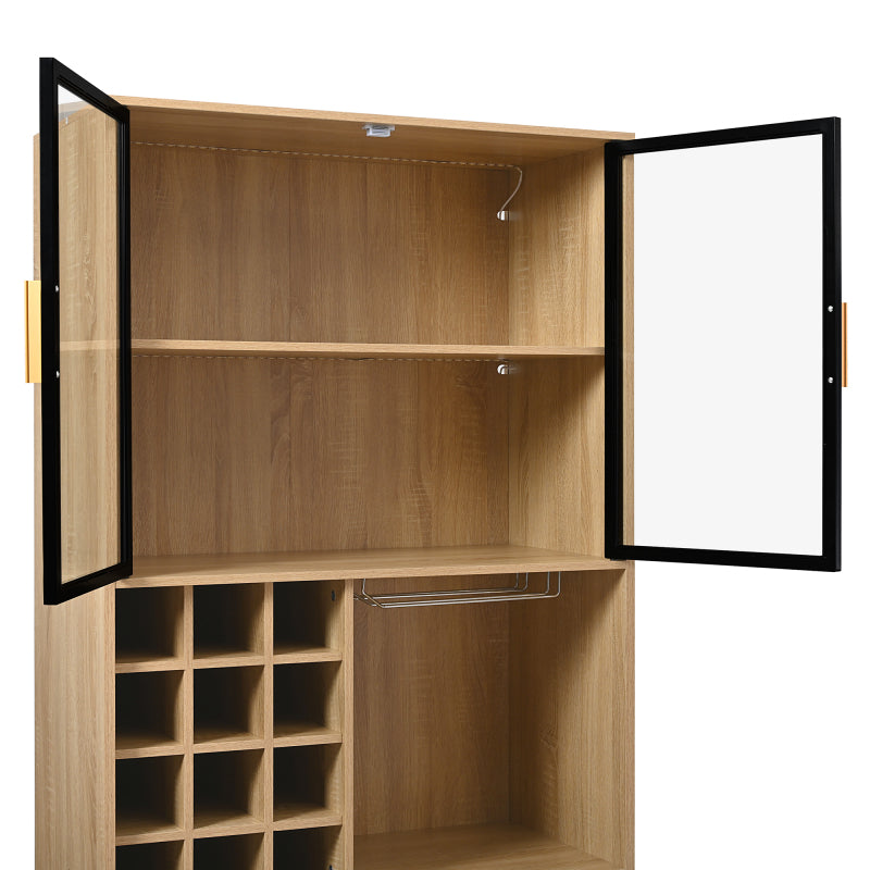 Badezimmerschrank,Spirituosenschrank,Vitrine Vitrinenschrank mit Glastüren und Beleuchtung 180 CM