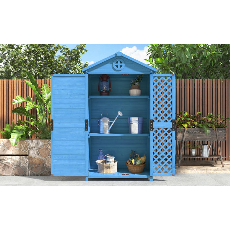 Outdoor Holz Gartenmöbel Aufbewahrungsschuppen, Werkzeughaus für Garten, Terrasse, verblassungsfrei, wetterfest, wartungsfrei, umweltfreundlich, sicher und geschützt, blau