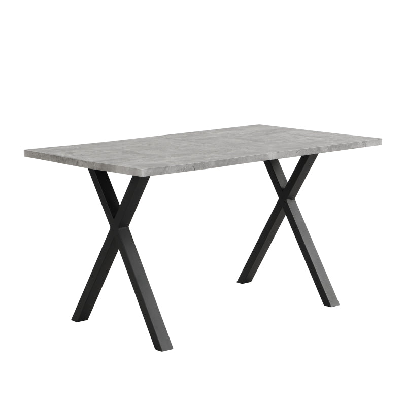 Moderner, einfacher Esstisch aus Schmiedeeisen, L140*B80*H76cm, Betonoptik+schwarz