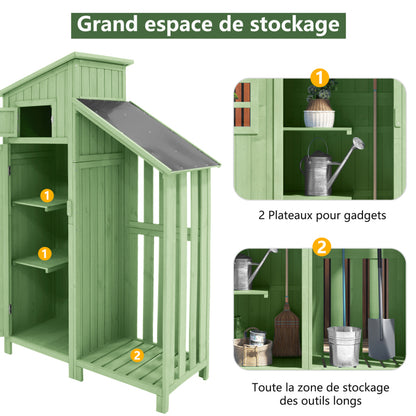 Gerätehaus Gartenschrank Geräteschuppen Geräteschrank, BxT: 124x46 cm,BxTxH:124x46x174cm, auch für kleine Gärten geeignet,Grün, (Holzhütte, 1 St., Gartenhaus)