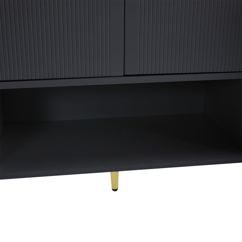 Schuhschrank, Schuhregal mit 2 Schubladen und 4 Türen, Metallfüße, schwarz