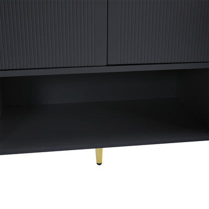 Schuhschrank, Schuhregal mit 2 Schubladen und 4 Türen, Metallfüße, schwarz