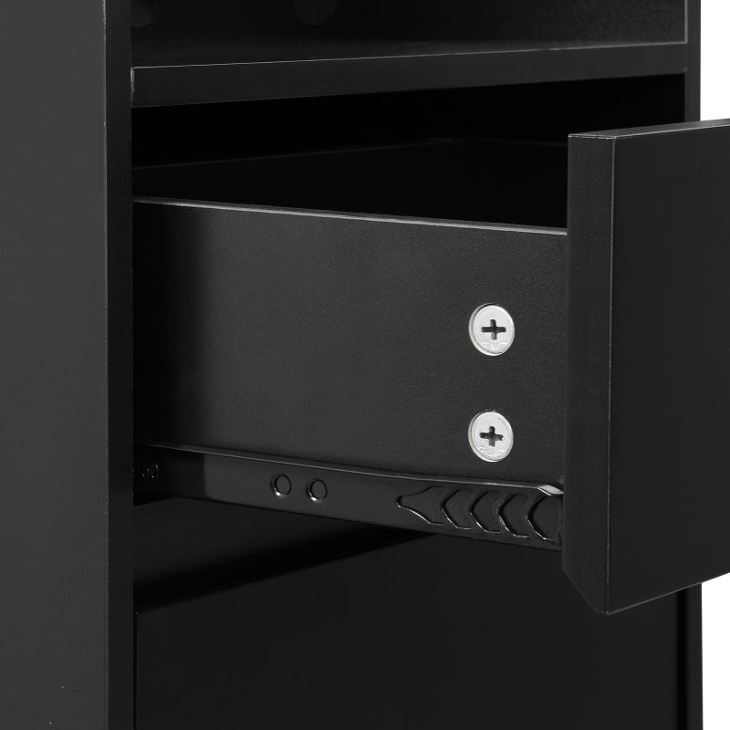 Flurgarderobe mit gepolsterter Aufbewahrungsbank, multifunktionaler Flur-Schuhschrank mit Stecktafel, moderne Garderobe mit 4 Haken für Eingangsbereich, Waschküche, Schwarz,H180/B100/T35 cm