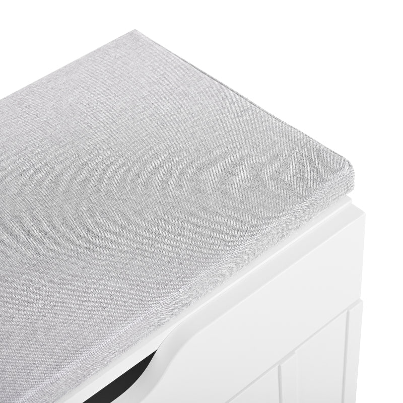 Moderner 3-Türen-Schuhschrank mit Schublade & Sitzpolster, Stilvolle Schuhbänke für Flur und Eingangsbereich, Weiß