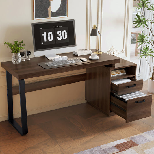 Moderner Schreibtisch im minimalistischen Stil, super belastbar, multifunktionales Aufbewahrung Design, geräuschlose Schublade, Ordnersch
