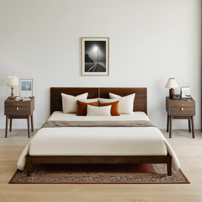 Mid-Century Modern Nussbaum Nachttisch, Schlafzimmer Nachttisch, 40x 40 x 55 cm, 2 Stück
