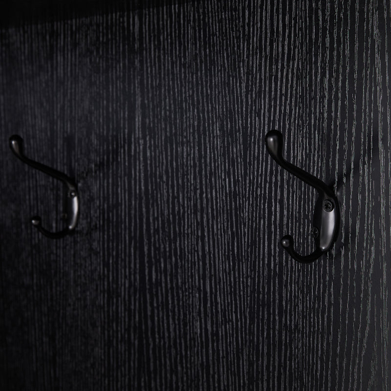 Garderoben-Set Moderner Garderobenschrank, Flurgarderobe, 4 hängenden Haken Schwarz,Maße: B53/ /53/H180 cm