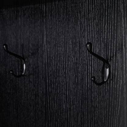 Garderoben-Set Moderner Garderobenschrank, Flurgarderobe, 4 hängenden Haken Schwarz,Maße: B53/ /53/H180 cm