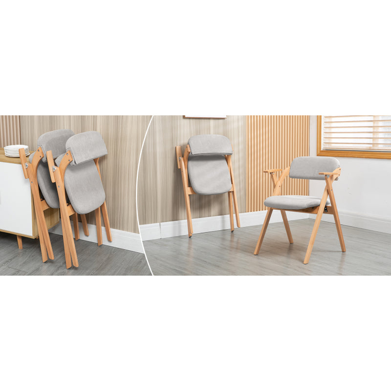 Folding Chairs with Armrest, Set of 2 Extra for Guests Kitchen Office Wedding Party, Gra