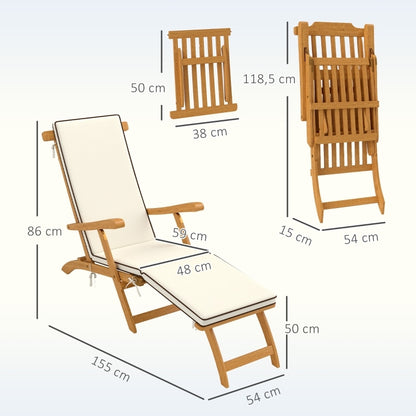 Sonnenliege Holz klappbar Gartenliege mit Fußstütze, Matratze, Gartenstuhl bis 160 kg belastbar, für Garten Urlaub Outdoor Strand Pool, Teak