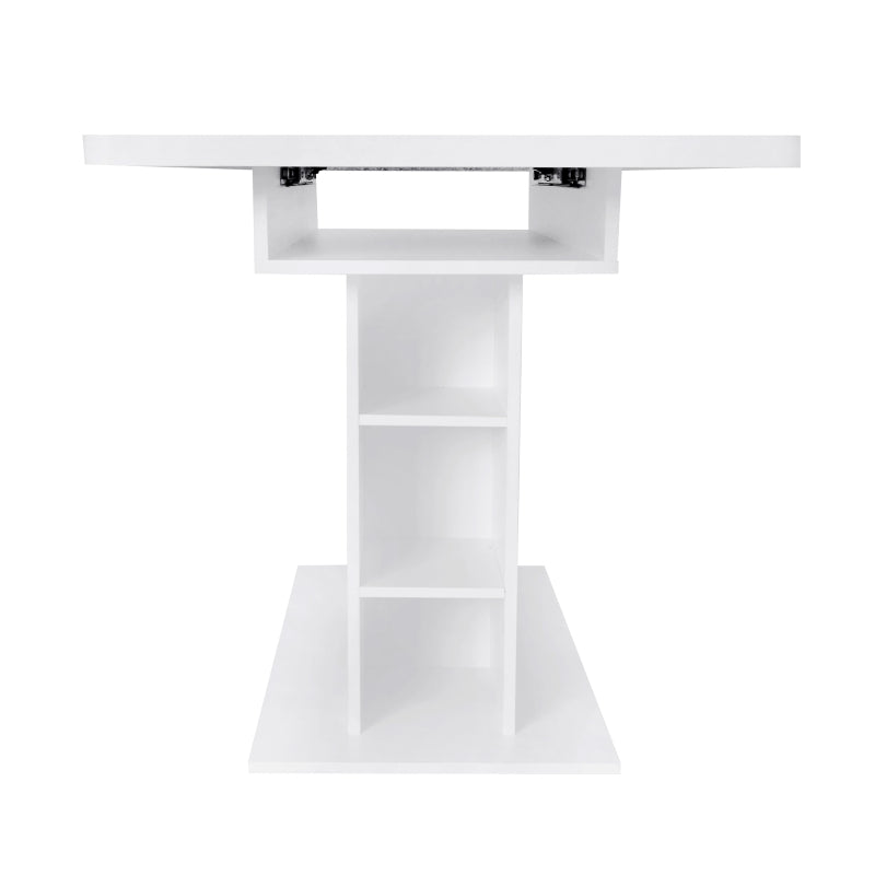 Ausziehbarer Esstisch, L110/130*W70*H75, Esstisch mit Stauraum, Weiss