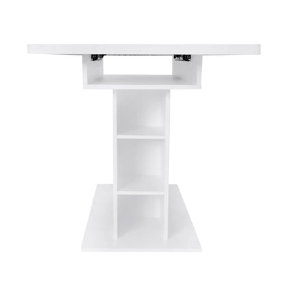 Ausziehbarer Esstisch, L110/130*W70*H75, Esstisch mit Stauraum, Weiss