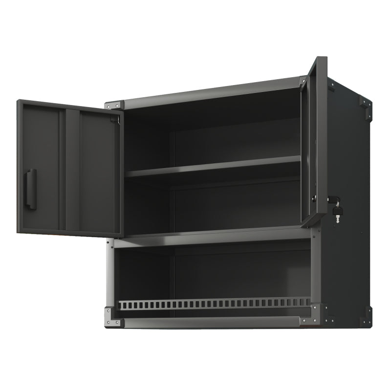 Metall Wandmontage Werkzeug Schrank mit Tür und Fach, Metallwandregal mit Schloss für Garage, Werkstatt, Büro - Umweltfreundlich, Robust, Montageerforderlich, H 77 cm × B 80 cm × T 30 cm