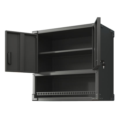 Metall Wandmontage Werkzeug Schrank mit Tür und Fach, Metallwandregal mit Schloss für Garage, Werkstatt, Büro - Umweltfreundlich, Robust, Montageerforderlich, H 77 cm × B 80 cm × T 30 cm