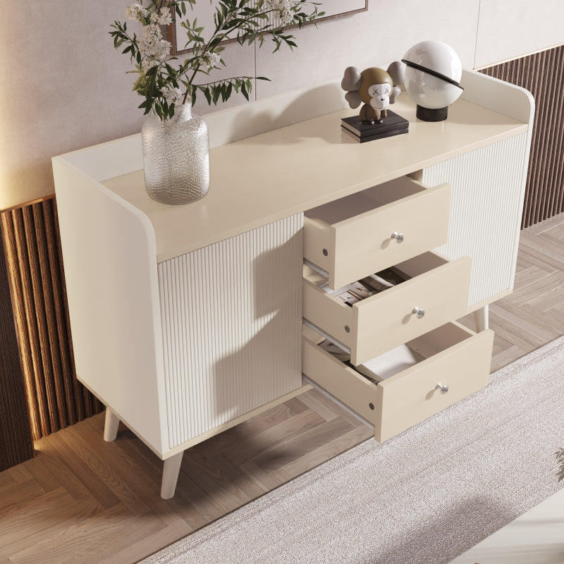 Sideboard mit drei Schubladen, exquisite Maserung. Sideboard für Schlafzimmer und Wohnzimmer, Moderne Holzfarbe-Sideboard mit Stauraumregalen. L117,5 cm