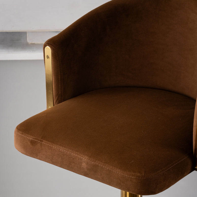 Moderner drehbarer höhenverstellbarer Barhocker, moderner Barhocker für Küche, Bar und Restaurant Theken, Hubhocker mit Rückenlehne und goldener Fußstütze (brown.Set of 2)