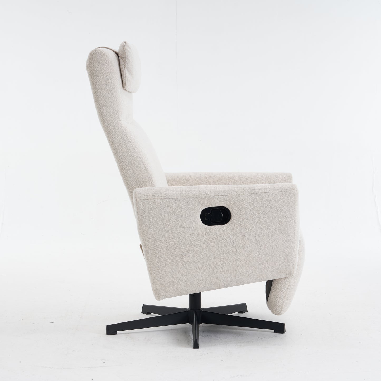 Bequemer Relaxsessel mit Liegefunktion – Chenille Fernsehsessel mit Fußstütze, drehbarer Stillsessel & Loungesessel für Wohnzimmer, modernes Sofa, Beige