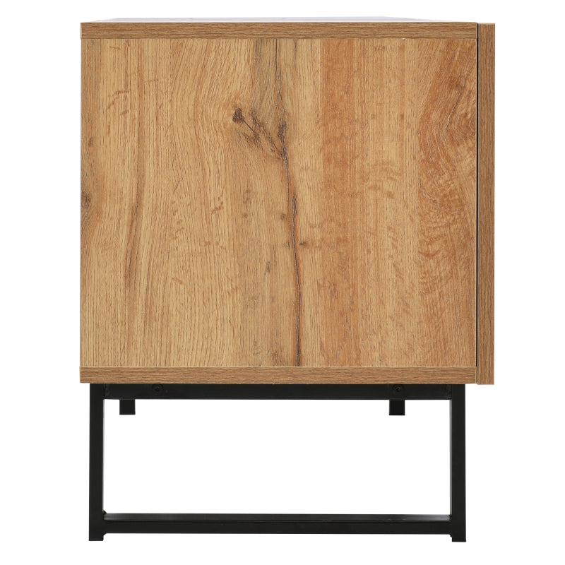 Moderner TV-Ständer mit schwarzem und holzfarbenem Design – geräumiger Stauraum, robuste Konstruktion