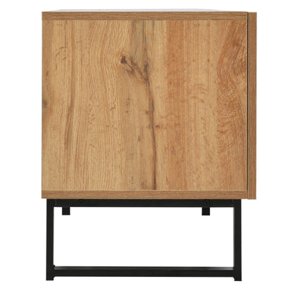Moderner TV-Ständer mit schwarzem und holzfarbenem Design – geräumiger Stauraum, robuste Konstruktion