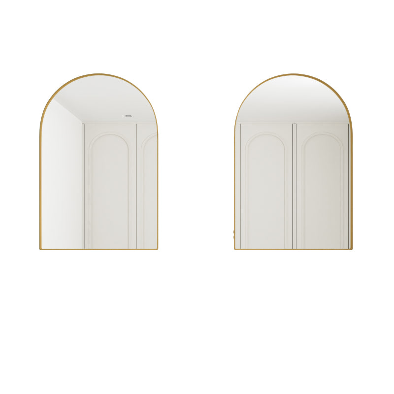Stylish Arched Mirror Cabinet, Recessed Medicine Cabinet, Wall Cabinet with Metal Framed, Mirror and Adjustable Shelves, Mirror Cabinet with Storage for Bathroom, Living Room and Bedroom, Gold