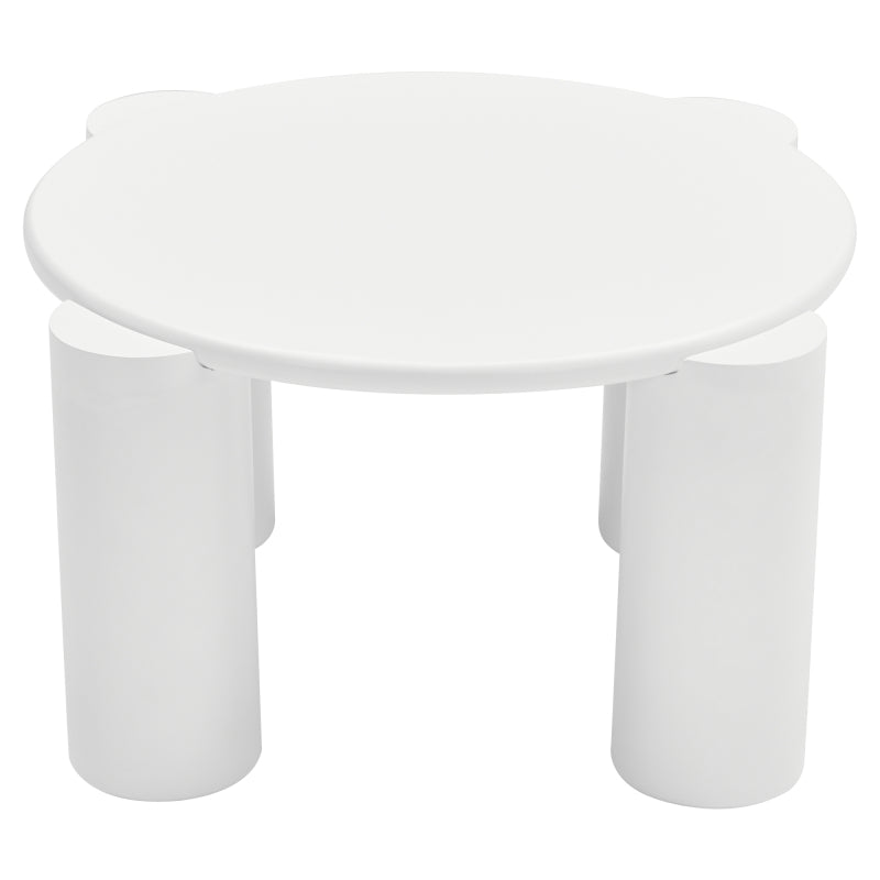 White Cloud Couchtisch, moderner Couchtisch mit 4 stabilen Stützbeinen, kleiner weißer Couchtisch, runde Kante, passt gut in Wohnzimmer, Schlafzimmer, Balkon, Terrasse