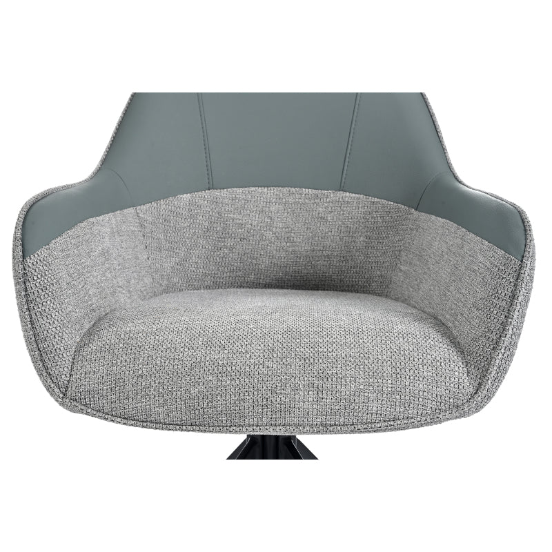 2 Drehbare Stühle mit Kunstleder-Stoff-Kombination, perfekt für Küche und Esszimmer, Grau