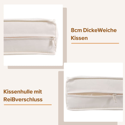 Gartenlounge-Set, Gartenmöbel-Set, Mit Eisenrahmen und beigem Seil, Gartenmöbel aus gewebtem Seil für den Außenbereich, Beige, Zwei Sessel, zwei 2-Sitzer-Sofas und zwei Tische (alle Kissen inklusive)