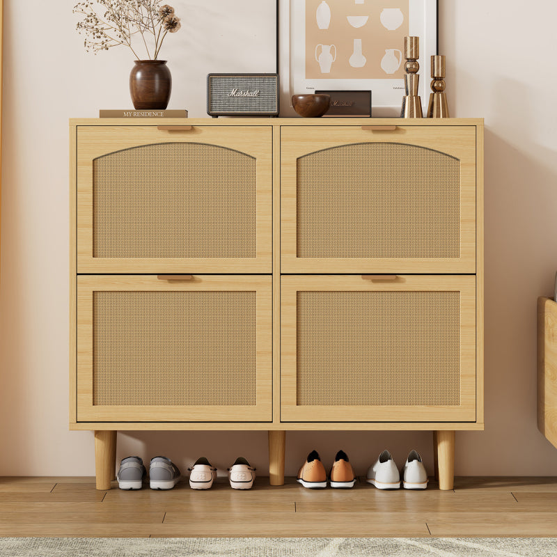 Schuhschrank mit 4 Klappschubladen, Schuhregal für Flur, Schlafzimmer, Wohnung,Holzmöbel, Landhausstil